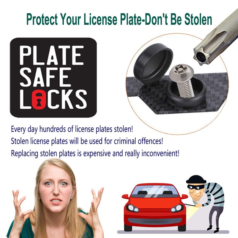 BGGTMO Anti Theft License Plate Frames - Carbon Fiber Metal Aluminum Number Plate Holders, Stainless Steel Anti Theft Screws, Fit US Car Front and Rear Car Tag Cover - Image 3